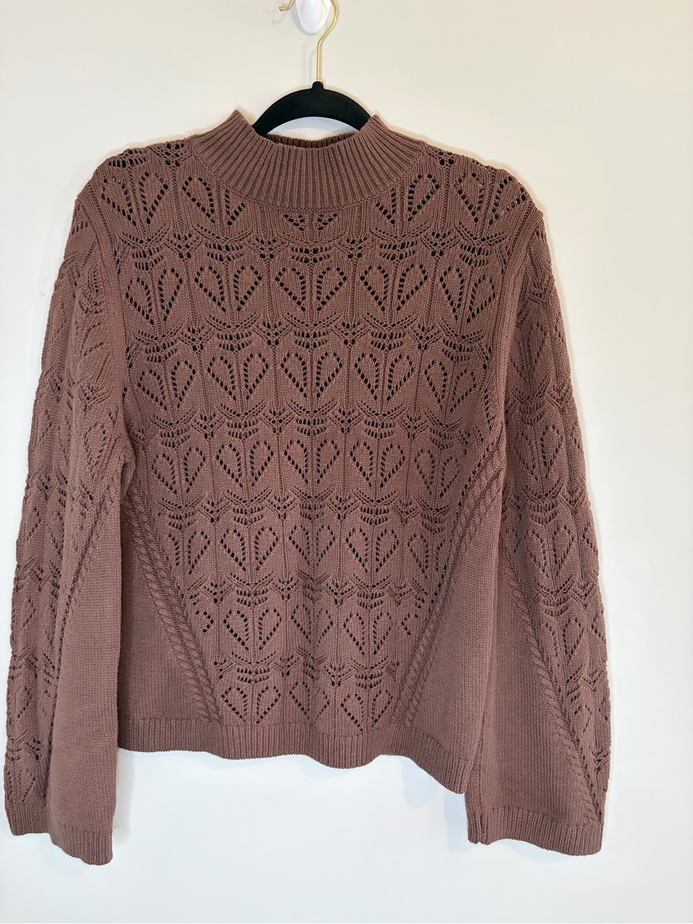 LOFT Pointelle Knit Turtleneck Sweater - Mauve Brown